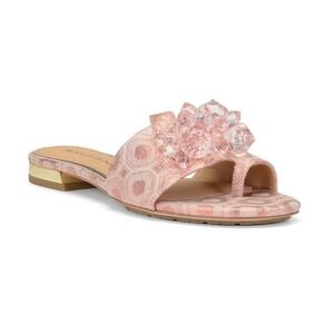 Donald Pliner Frances Slide Sandal‎ Salmon Pink Crystals Size 6 Party Metallic
